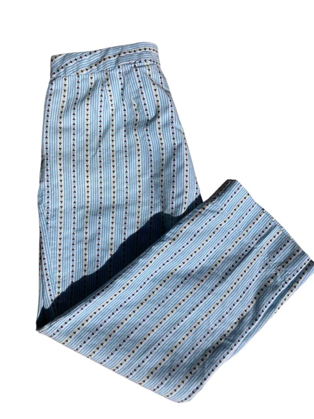Ann Taylor LOFT 100% Cotton Light Blue Striped Ankle Length Pants